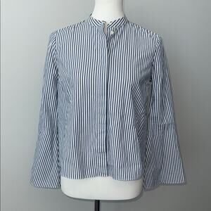 Madewell Bell Sleeve Button Down Blue Striped Shirt Women's XS